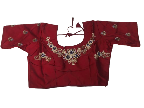 Raw Silk Maroon Designer Blouse 154